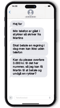 Du skal være på vagt over for svindel, hvis en bekendt eller et familiemedlem  skriver og beder om hjælp fra et nummer, du ikke kender.